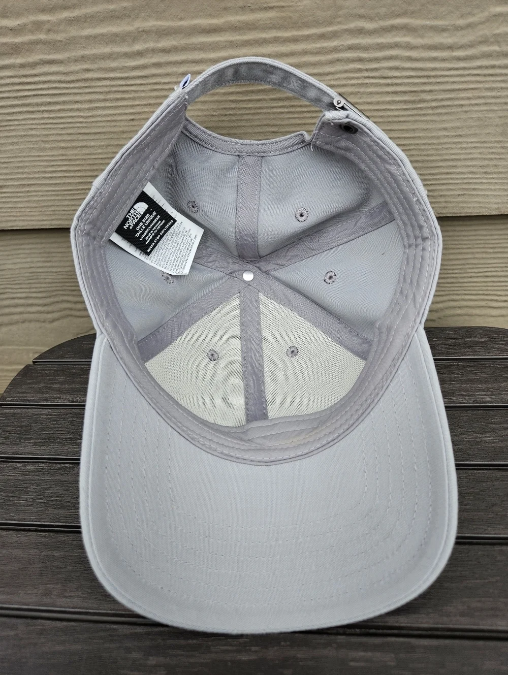 North Face Gray Logo Hat Cap Strap Back Outdoor Hiking Classic Unisex OS EUC
